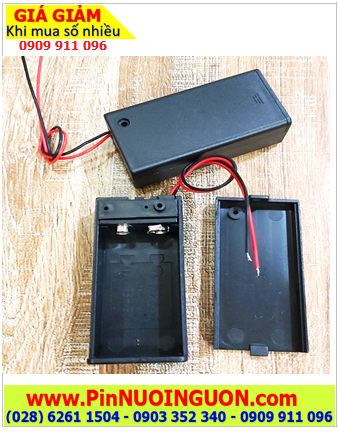 HỘP ĐẾ PIN 9V vuông _ ĐẾ pin 9V (Có dây điện đỏ đen như hình) _Loại có nắp ĐẬY và CÔNG TẮC BẬT-TẮT